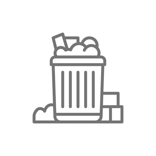 Filled can bin, garbage, waste line icon. — Stock Vector