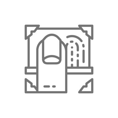 Parmak izi doğrulaması, parmak izi çizgisi simgesinin lazerle taranması.