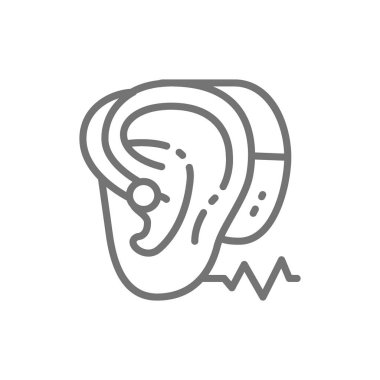 İşitme cihazı satırı simgesi. Beyaz arka planda yalıtılmış