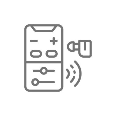 İşitme cihazı kontrol paneli çizgi simgesi. Beyaz arka planda yalıtılmış