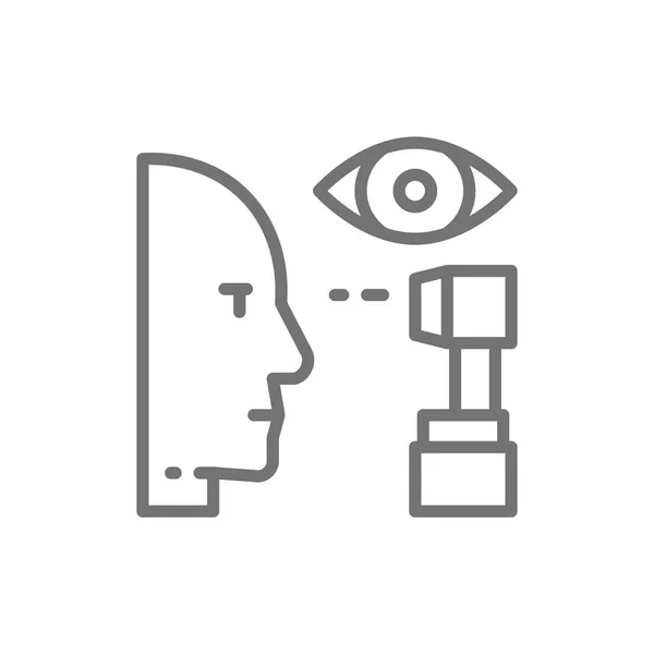 Weryfikacja oka, ikona linii skanowania oka. Izolowane na białym tle — Wektor stockowy