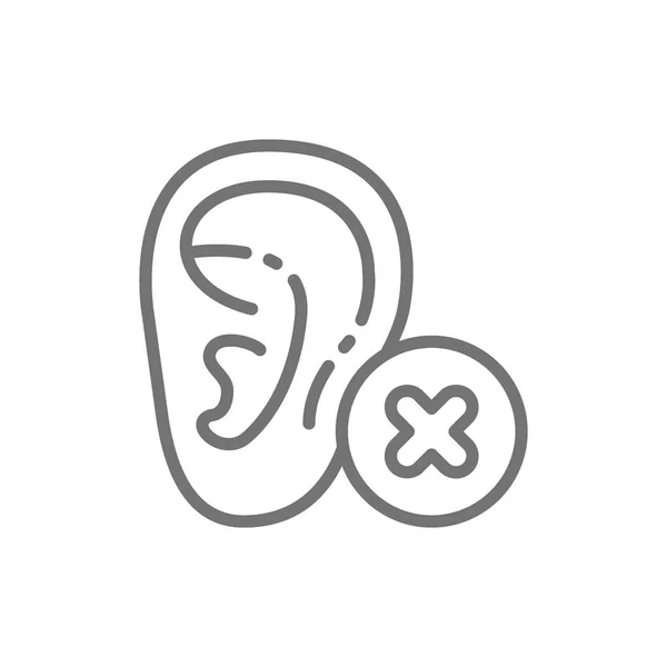 Hearing loss, bad hearing test line icon. — Stock Vector