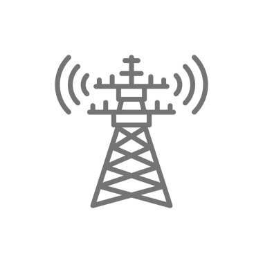 5g internet kulesi, telekomünikasyon kulesi, uydu anten hattı simgesi.