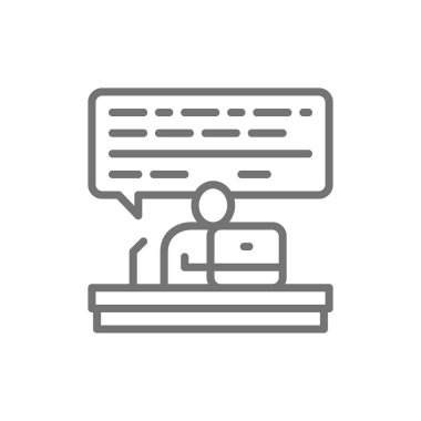 Online danışmanlık, evde eğitim, web eğitim hattı simgesi.