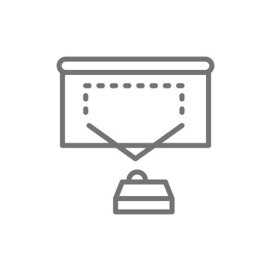 Video projektörü, sunum satırı simgesi. Beyaz arka planda yalıtılmış