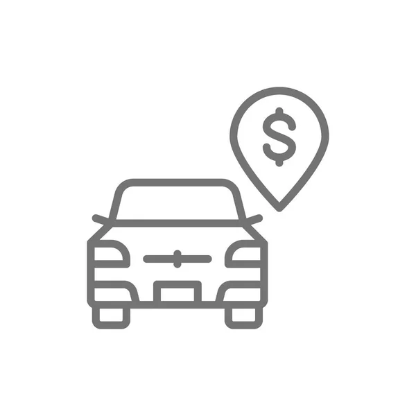Parking vectoriel payant, icône de ligne de stationnement à péage . — Image vectorielle
