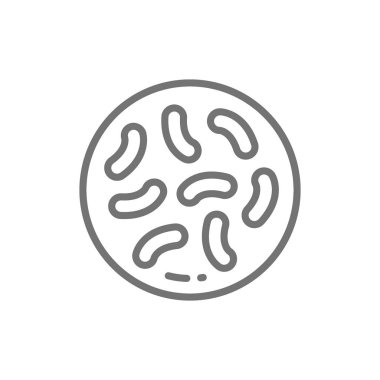 Probiyotikler, laktobacilli, bifidobacteria çizgi simgesi. Beyaz arka planda yalıtılmış