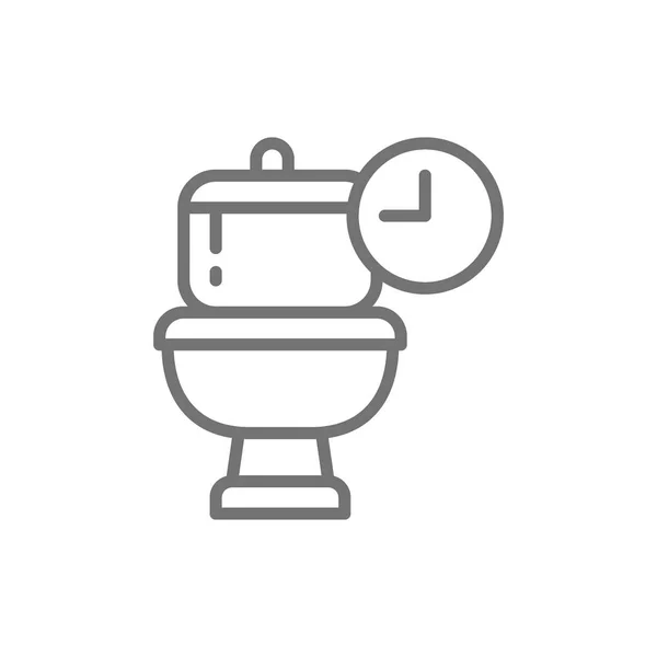 Frekventa toalettbesök, lång tid i WC linje ikon. — Stock vektor