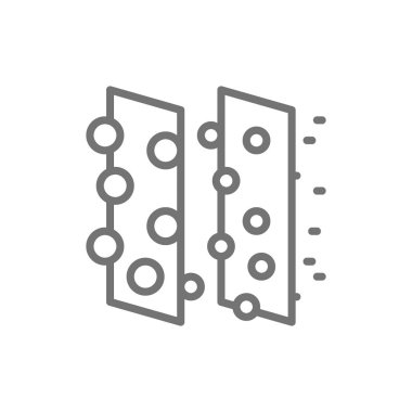 Kirli hava filtrasyon hattı simgesi. Beyaz arka planda yalıtılmış