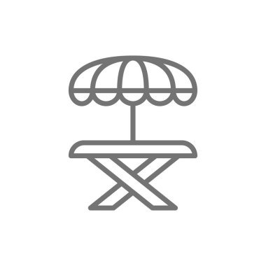 Şemsiye çizgi simgesi ile Sokak piknik masası.