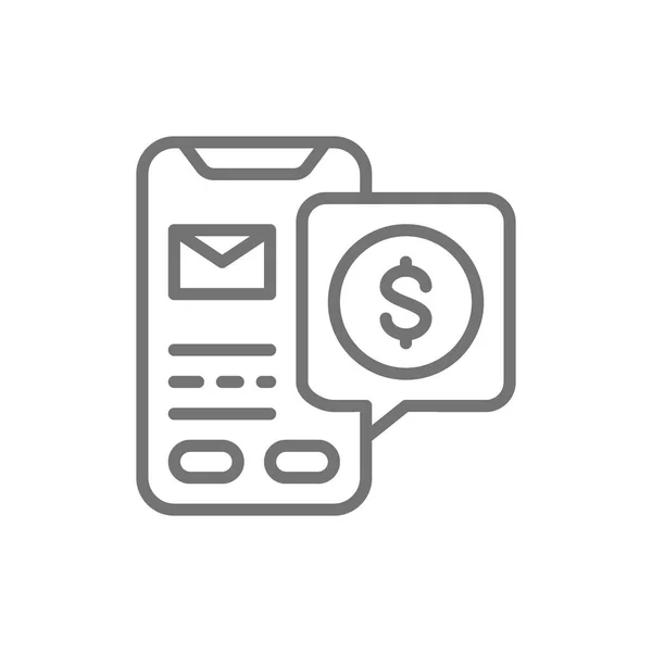 Icône de ligne de demande de prêt mobile en ligne vectoriel . — Image vectorielle