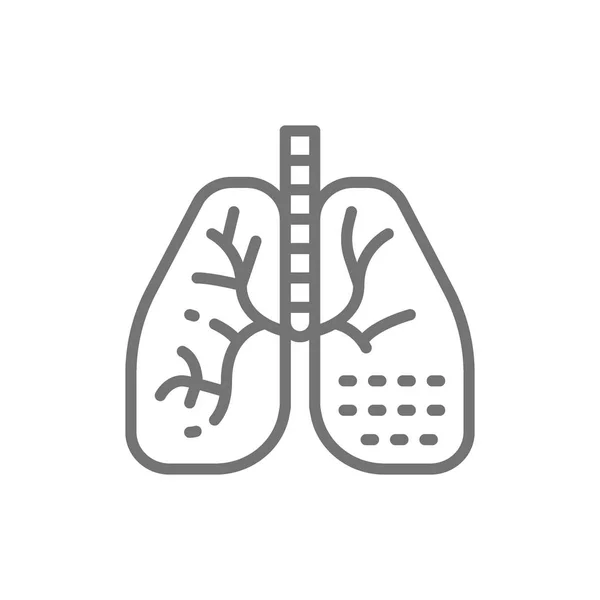 Icono de línea de enfermedad pulmonar. Aislado sobre fondo blanco — Vector de stock