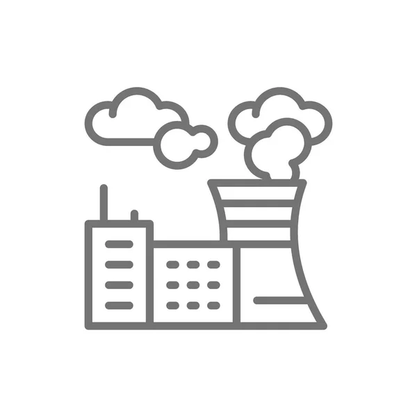 Luftförorening av fabriken, linje ikon för växternas koldioxidutsläpp. — Stock vektor