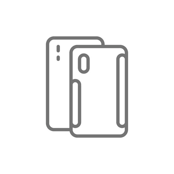 Funda del teléfono inteligente, icono de la línea de protección de pantalla del teléfono . — Vector de stock