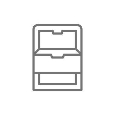 Çekmeceli vektör dondurucu, buzdolabı çizgi simgesi.