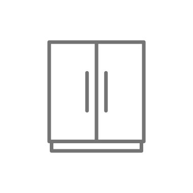 Vector double refrigerator, 2 doors fridge line icon. clipart