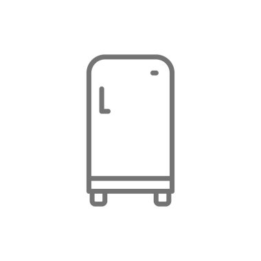 Retro fridge, single compartment refrigerator line icon. clipart