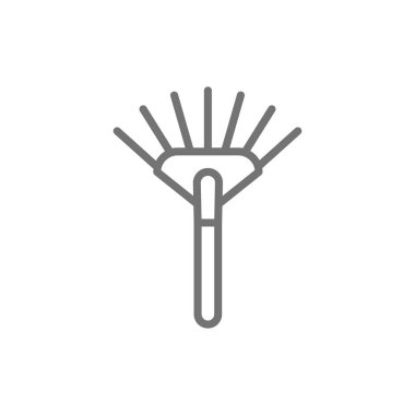 Tırmık, yaba çizgi simgesi. Beyaz arka planda yalıtılmış