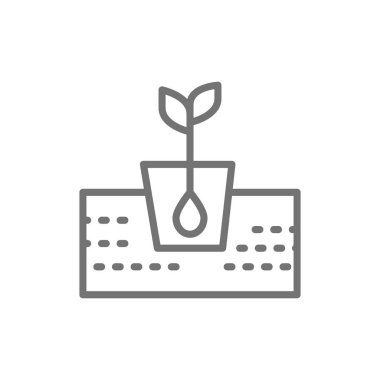 Tohum dikimi, tarım hattı simgesi. Beyaz arka planda yalıtılmış