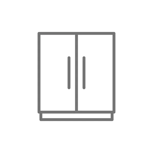 Vector double refrigerator, 2 doors fridge line icon. — Stock Vector
