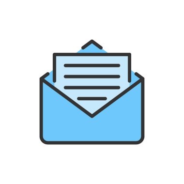 Vektör sms, mesaj, e-posta düz renk çizgisi simgesi.