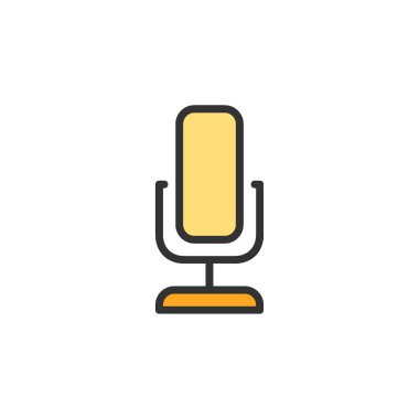 Vektör mikrofon düz renk çizgisi simgesi. Beyaz arka planda yalıtılmış