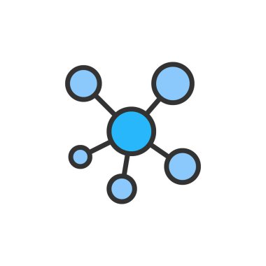 Vektör ağı, hub bağlantısı düz renk çizgisi simgesi.