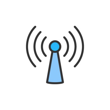 Vektör wifi kulesi, anten düz renk çizgisi simgesi.