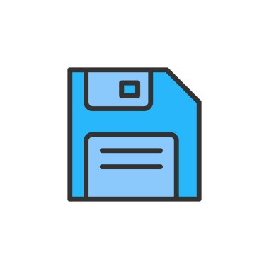 Vektör disket, düz renk çizgisi simgesi kaydedin.