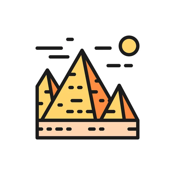 Vettoriale Grandi Piramidi a Giza, Egitto, punto di riferimento linea di colore piatto icona . — Vettoriale Stock