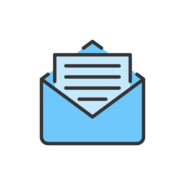 Vector sms, mensaje, email flat color line icon . — Vector de stock