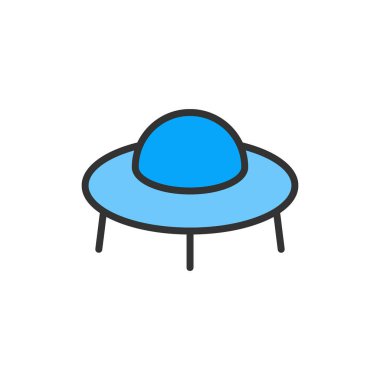 Vektör ufo, uzay gemisi düz çizgi simgesi.