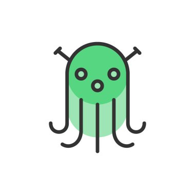 Vektör yabancı, Ufo düz çizgi simgesi.