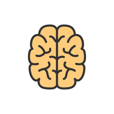 Vektör beyin, zihin, zeka düz renk çizgisi simgesi.