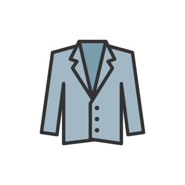 Vektör smokin, ceket, ceket düz renk çizgi simgesi.