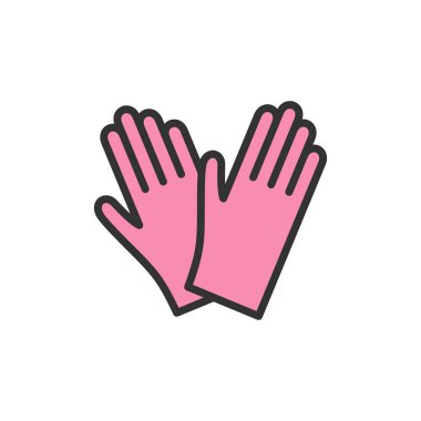 Vektör koruyucu kauçuk eldiven düz renk çizgi simgesi.