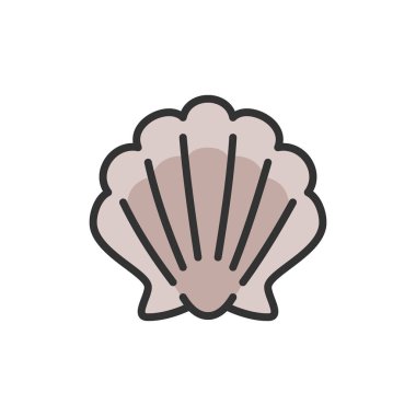 Vektör kabuğu, deniz kabuğu düz renk çizgisi simgesi.