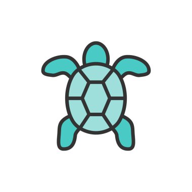 Vektör kaplumbağa, su hayvanı düz renk çizgisi simgesi.