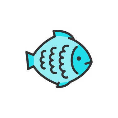 Vektör pisi balığı, balık, su hayvanı düz renk çizgisi simgesi.