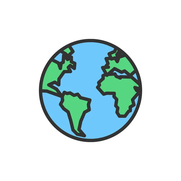 Vector earth, globe, planet flat color line icon. — Stock Vector