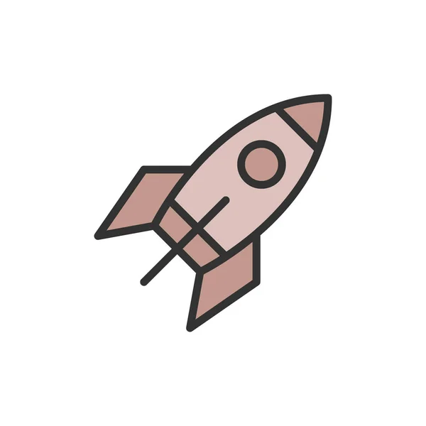 Vektor rakéta lapos színű vonal ikon. Fehér alapon elszigetelve — Stock Vector