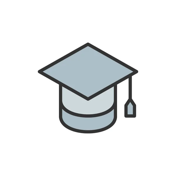 Vektor Graduierung Mütze, Bildung flache Farblinie Symbol. — Stockvektor