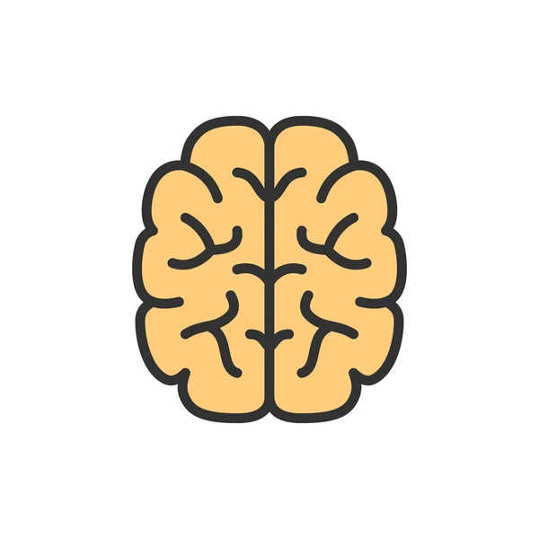Cérebro vetorial, mente, inteligência ícone de linha de cor plana . — Vetor de Stock