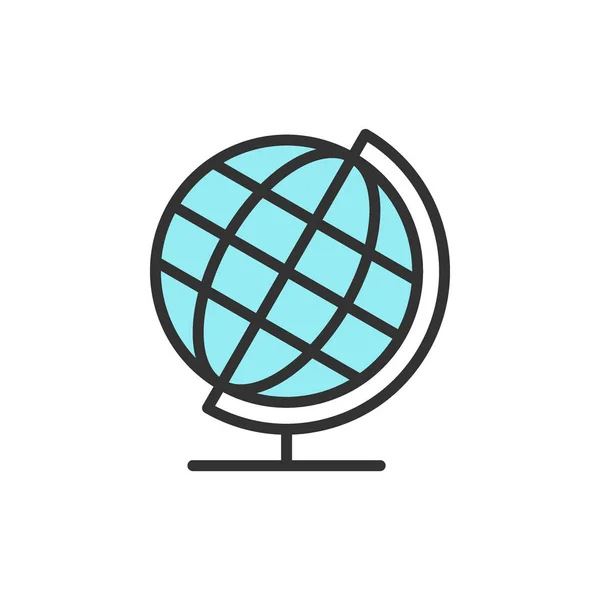 Vector school globe, earth model flat color line icon. — Stock Vector