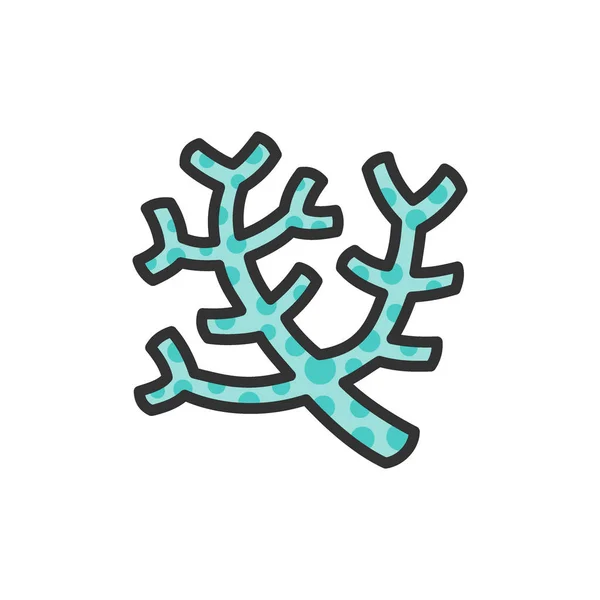 Vector de corales marinos, algas planas icono de la línea de color . — Vector de stock