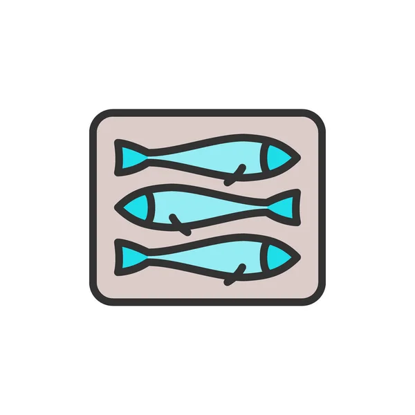 Векторные спрэты, рыба с плоской цветовой линией . — стоковый вектор