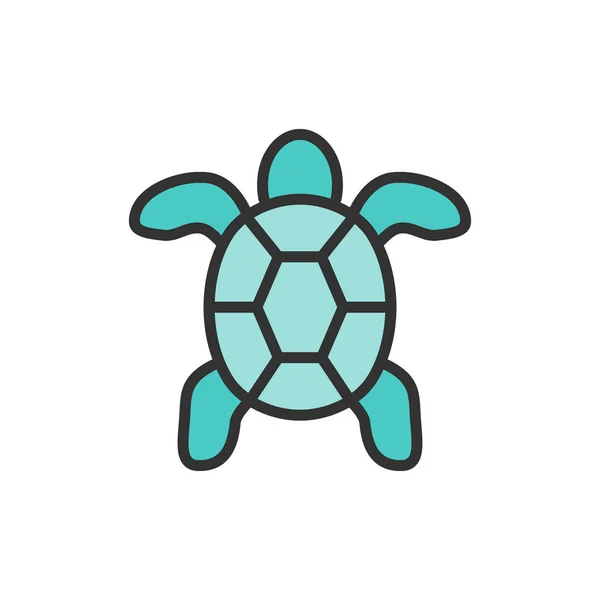 Tortuga vectorial, animal acuático icono de línea de color plano . — Archivo Imágenes Vectoriales