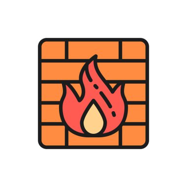 Firewall düz çizgi simgesi. Beyaz arkaplanda izole