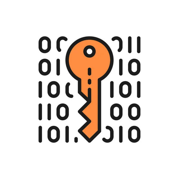 Private key, coding, cryptography, cyber security flat color line icon. — Stockvector