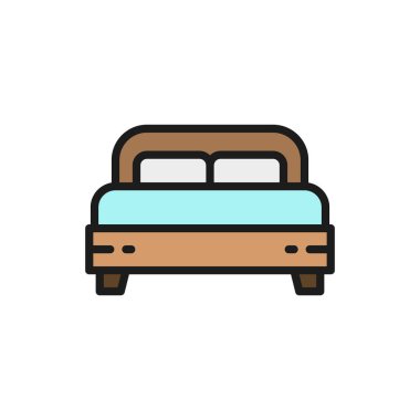 Çift yataklı vektör düz çizgi simgesi.